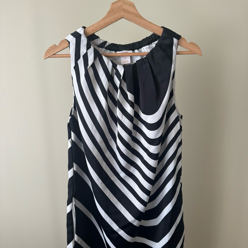 Joe Fresh Black and White Asymmetrical Stripe Knee Length Dress